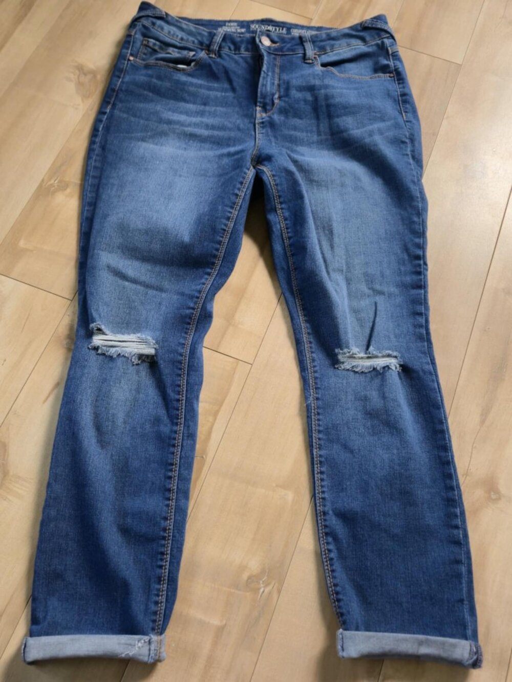 SoundStyle Jamie Ankle Skinny Jeans Womens Size 12 Distressed Stretch Denim Cuff